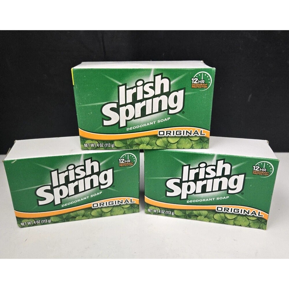 Vintage Irish Spring Original Bar Soap Deodorant Bath Size 4 oz Lot of 3 NOS NEW